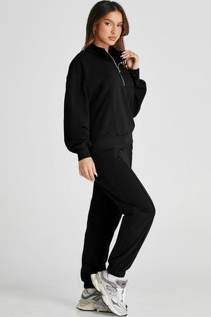 Half Zip Long Sleeve Top and Joggers Active Set - SAHS