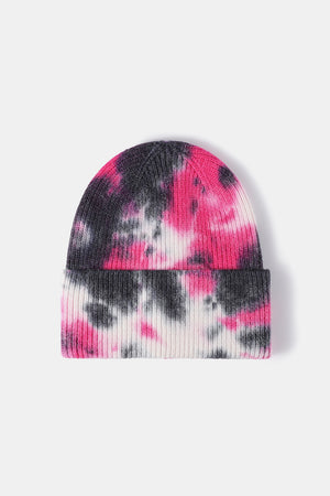 Tie-Dye Cuffed Rib-Knit Beanie Hat - SAHS