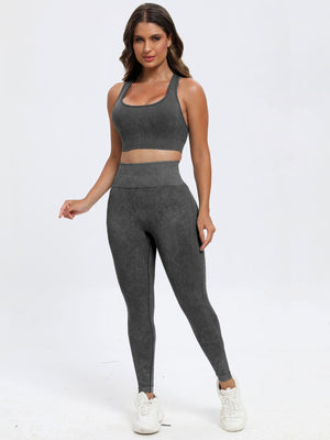 Scoop Neck Wide Strap Top and Pants Active Set - SAHS