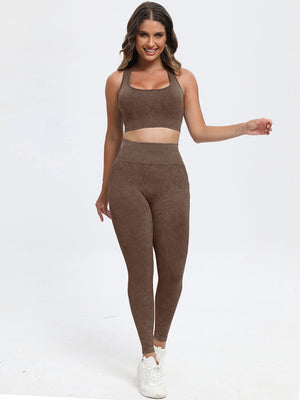 Scoop Neck Wide Strap Top and Pants Active Set - SAHS