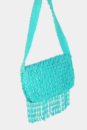 Fame Beaded Fringe Rectangle Shoulder Bag - SAHS