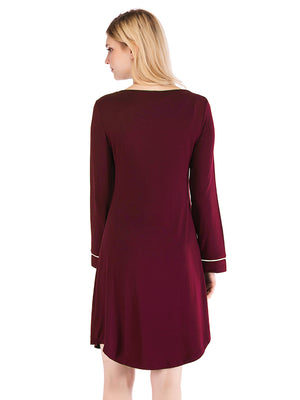 Round Neck Night Dress with Pocket - SAHS