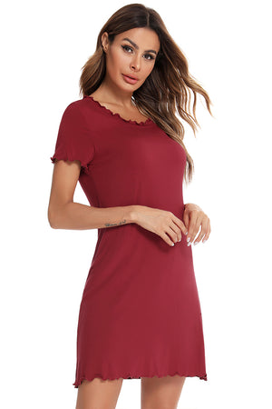 Round Neck Short Sleeve Lounge Dress - SAHS