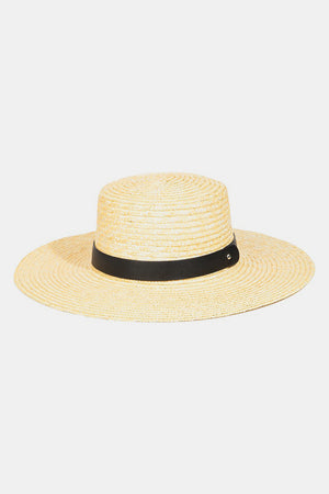 Fame Flat Brim Straw Weave Hat - SAHS