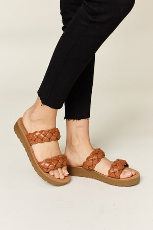 WILD DIVA Woven Dual Band Platform Sandals - SAHS