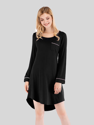 Round Neck Night Dress with Pocket - SAHS