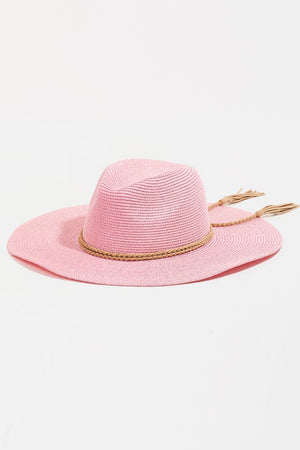 Fame Straw Braided Rope Strap Fedora Hat - SAHS