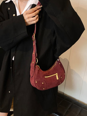 Suede Adjustable Strap Shoulder Bag - SAHS