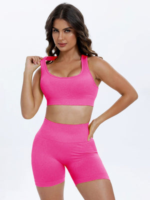 Scoop Neck Wide Strap Top and Shorts Active Set - SAHS