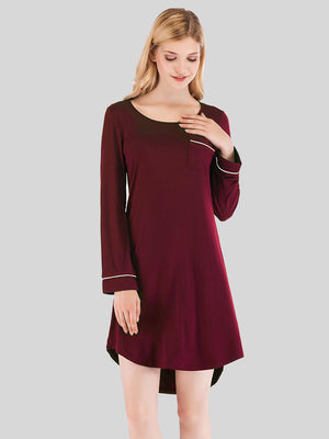 Round Neck Night Dress with Pocket - SAHS