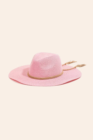 Fame Straw Braided Rope Strap Fedora Hat - SAHS