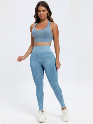 Scoop Neck Wide Strap Top and Pants Active Set - SAHS