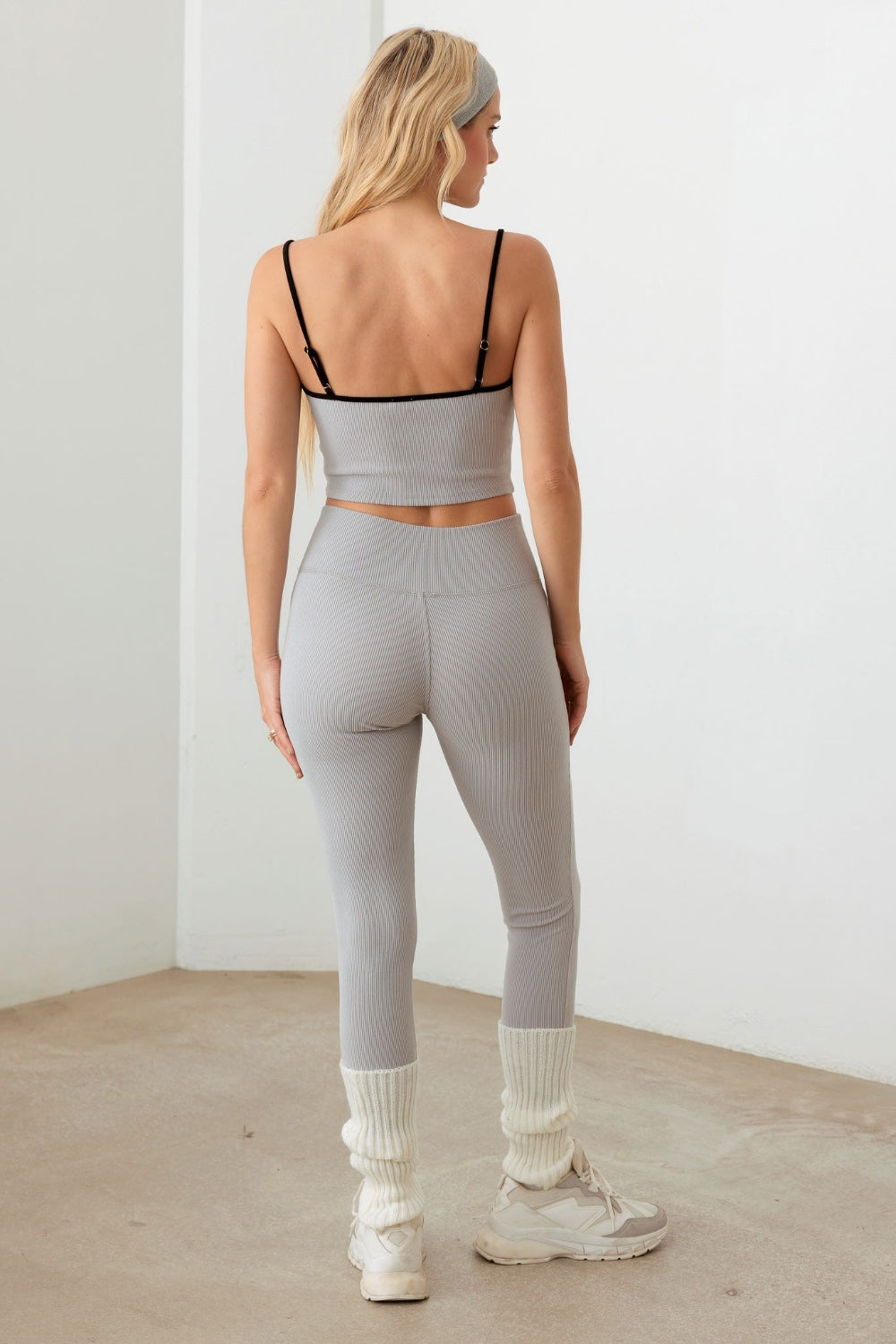 Le Lis Ribbed Crop Cami and High Waist Brushed Leggings Set - SAHS