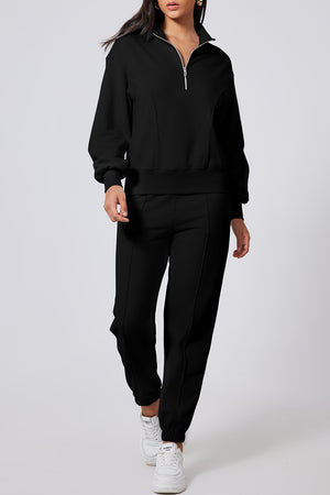 Half Zip Long Sleeve Top and Joggers Active Set - SAHS