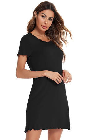 Round Neck Short Sleeve Lounge Dress - SAHS