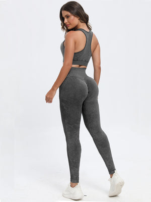 Scoop Neck Wide Strap Top and Pants Active Set - SAHS