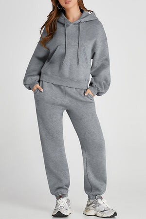 Dropped Shoulder Hooded Top and Pants Active Set - SAHS